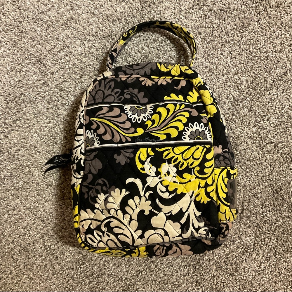 Vera Bradley insulated lunch bag, black & yellow, one size, EUC